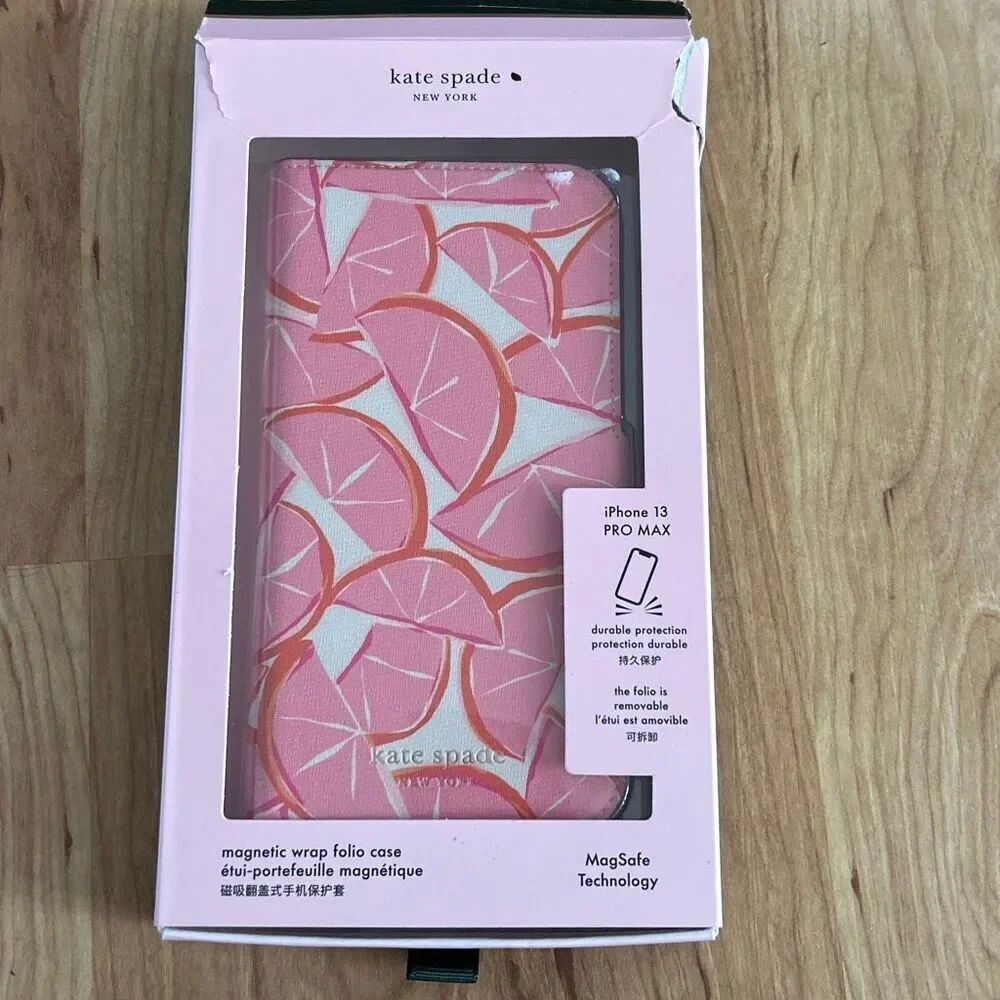 Kate Spade Grapefruit iPhone 13 Pro Max Magnetic Folio Case new NO INSIDE CASE